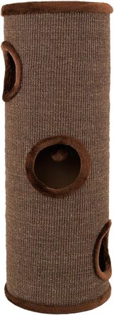 Котячий кігтетоп Lionto з сизалю, іграшкою та плюшевим обідком, висота 50 см. Стабільний кігтетоп для кошенят та дорослих котів, ідеальний догляд за кігтями та розваги. Багато місць для ховання, діаметр 36 см, висота 50 см (Коричневий, 50 см).