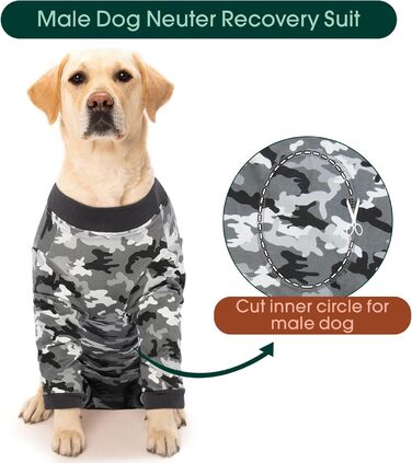 Комбінезон для собак після операції, для великих собак, камуфляж, XL (спинка 49 см, груди 71 см)