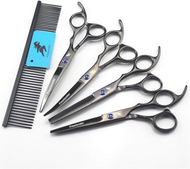 Набір професійних ножиць для грумінгу тварин (6.0 дюймів) 4 шт. з нержавіючої сталі. Ідеально підходить для догляду за собаками, кішками та іншими домашніми тваринами. У комплекті гребінець.