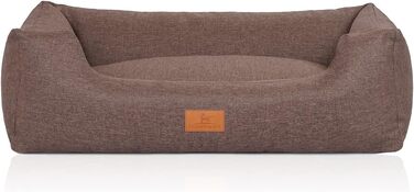 Кнуффельвуфф Лотте: м'яке собаче ліжко з велюру, 70x50 см, знімний чохол, для собак великих, середніх та маленьких порід (сіро-коричневий)