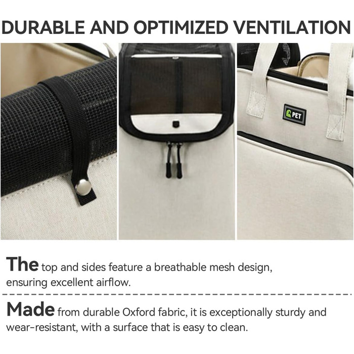 Сумка для собак та котів KZARYVEXIS, легка та дихаюча, з Oxford тканини, з карабіном, для подорожей та прогулянок (Бежева)