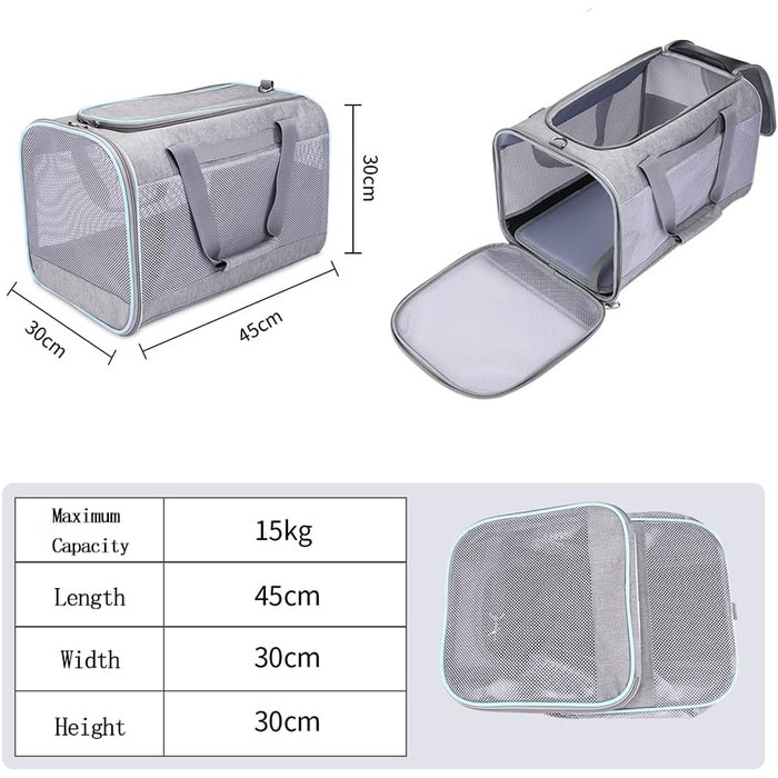Транспортна сумка для кота та собаки GUOCU, 45x30x30 см, рожева