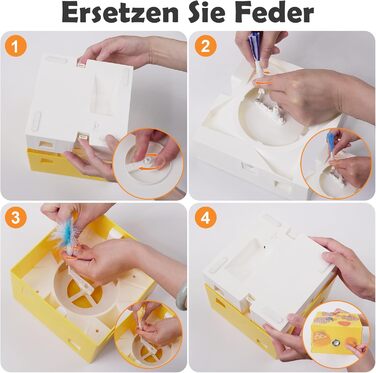 Інтерактивна іграшка для котів MigiBox: електрична мишка з 7 отворами, інтелектуальне перо, паперовий корпус, перезаряджається, 4 пера (MigiBox Plus Upgrade)