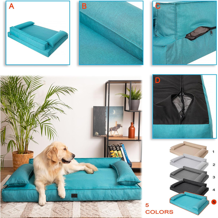 Ліжко-матрац для собак DOGGY XXL 120x77 см, синє, для малих і великих порід, лежак-корзина, м'який спальний місце для домашніх тварин