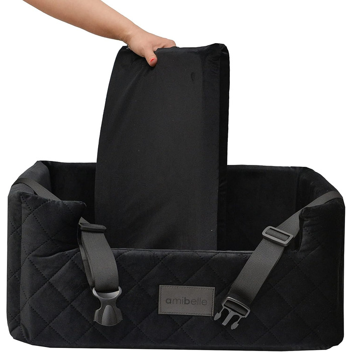 Автокрісло для собак та котів | Чорний велюр, розмір L (57x50 см)