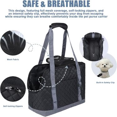 Сумка-переноска для собак та котів, чорна, дихаюча, з кишенями, для маленьких собак, цуценят, кроликів, миючий матеріал