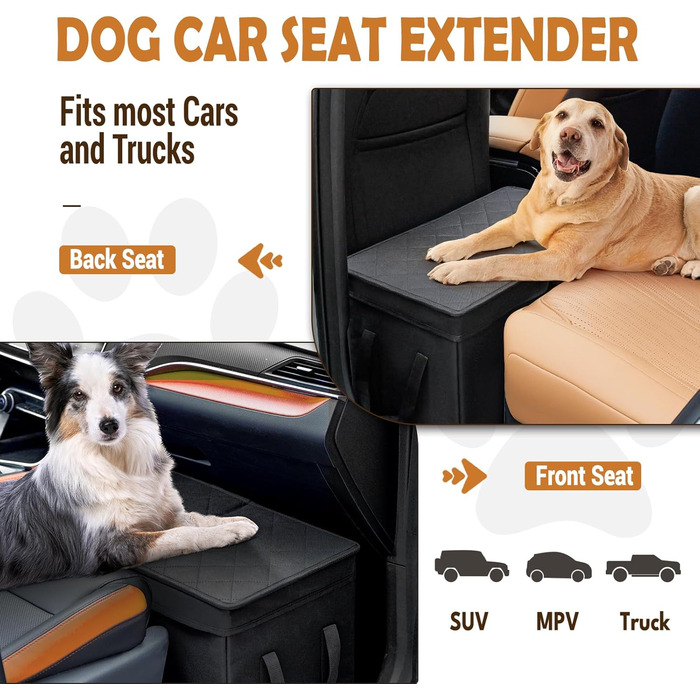 Розширювач для автокрісла для собак, органайзер для авто з місцем для зберігання, чорний, L, 51 x 29 x 36 см