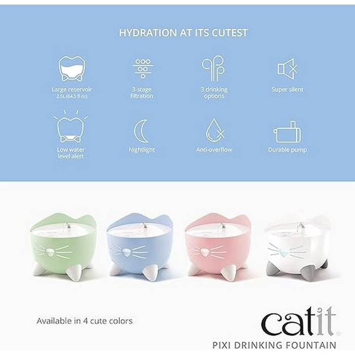 Питний фонтан для котів Catit Pixi, 2,5 л, білий