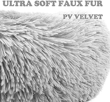 Кругле ліжко для собак та котів Donut, м'яке плюшеве, 70 см, сірий колір