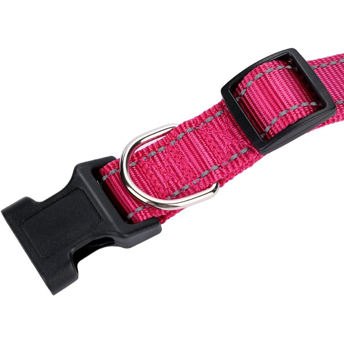 Нашийник для собак Türki (XL, Рожевий) з нейлону, з гравіюванням, світловідбиваючий, для великих, середніх та малих собак