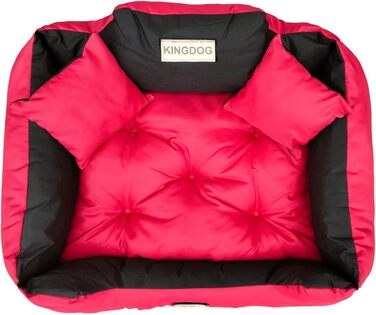 Ліжко для собак та котів KingDog з двома подушками, кошик для собак, ліжко для домашніх тварин, миється, водонепроникний PVC (XL 115x95см, Червоний)