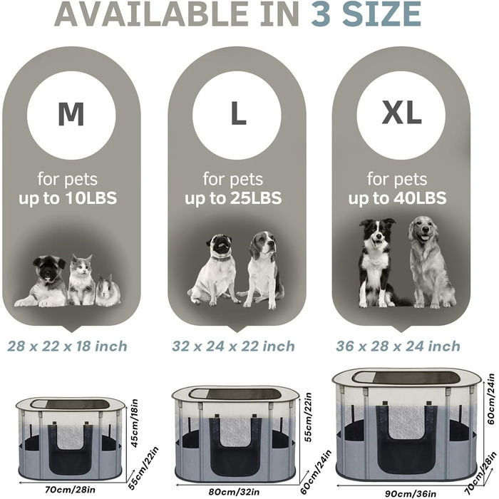 Клітка-загон для собак та котів, 90x70x60 см, сірий, складана, для цуценят