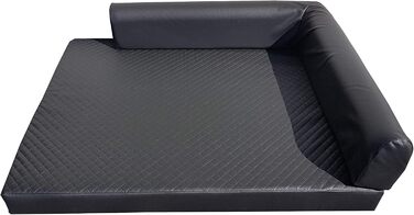 Ортопедичне ліжко для собак Natalia Spzoo Eckbett, кутовий лежак, м'яка собача підстилка, чорний колір, розмір S (80 x 60 см)