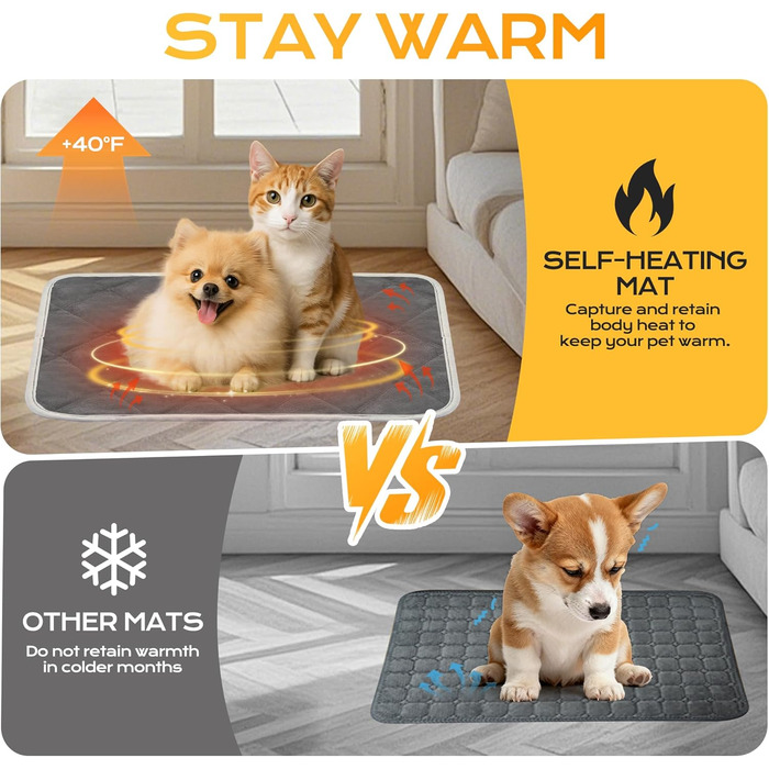 Самогріюча ковдра для котів та собак - тепла підстилка для тварин, XL 58x88 см