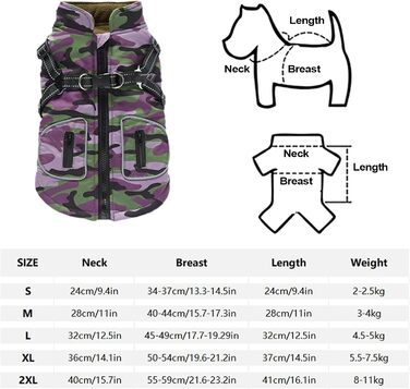 Зимова куртка для собак – 28 x 25 x 3 см, світловідбиваючий зимовий одяг для собак | Жилет з вбудованим шлейкою, одяг для домашніх тварин зі світловідбиваючими смугами для маленьких, середніх та великих (L)