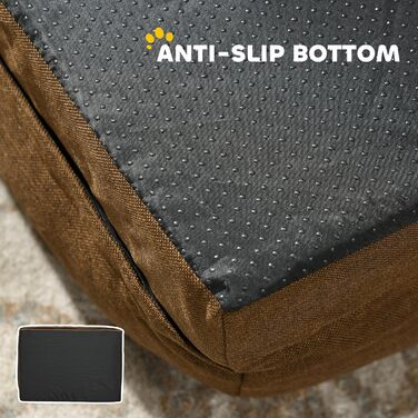 PawHut ліжко для собак, заспокійливе, для маленьких собак, матрац, коричневий, 120 x 80 x 22 см