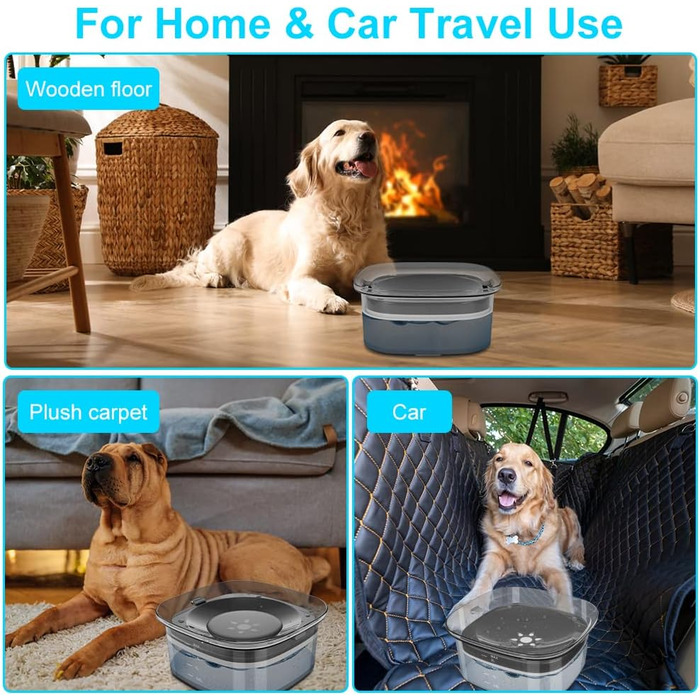 Миска для води для собак, 2 л, повільна годівниця, миска-повільна годівниця, чорна, без розбризкування, для подорожей