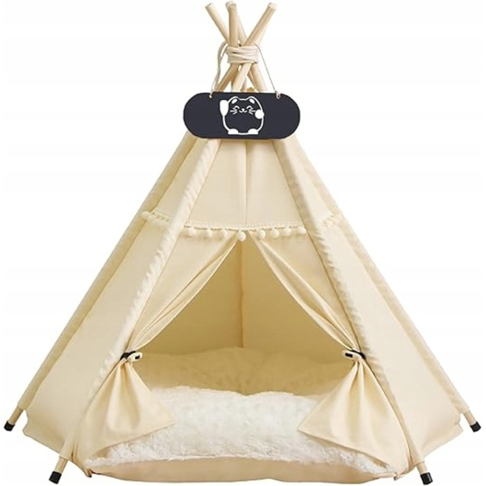 Будиночок-тіпі для собак та котів: затишний намет для сну з двосторонньою подушкою