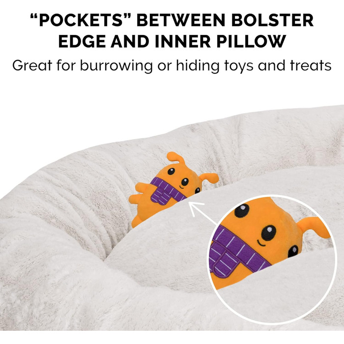 Ляжка для собак Furhaven з піною з пам'яті, для великих собак, знімний водостійкий чохол, до 81,6 кг, ультра м'яка штучна овчина та люкс велюр, контурна матрацна поверхня, XXL (Donut Bed, 58x58x23 см, Aqua)