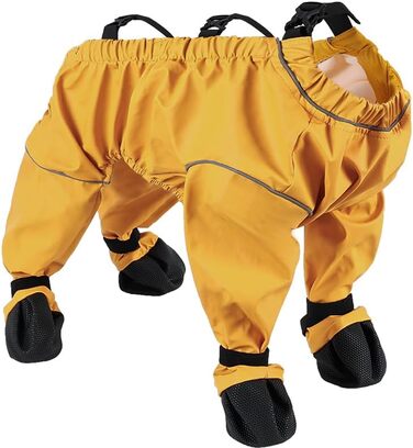 Водонепроникні чоботи для собак з захистом від бруду та нековзкою підошвою, з підвісними ремінцями, світловідбиваючий захист лап, для собак середніх розмірів, Outdoor, XL, жовтий