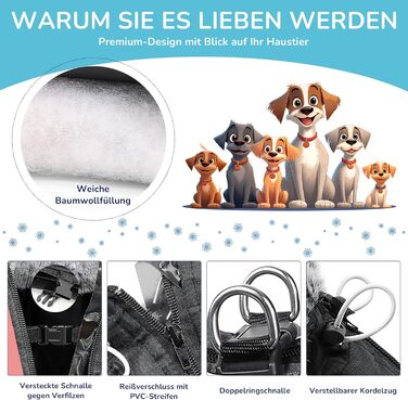 Водонепроникний теплий зимовий одяг для собак ALLSOPETS з відбиваючими смугами - тепла жилетка для собак, 3XL, Grapefruitrot