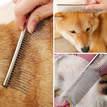 Набір для догляду за шерстю собак: щітка-пучок, інструмент для видалення підшерстя Pet Pro, гребінець, набір для грумінгу, видалення ковтунів та шерсті (рожевий)