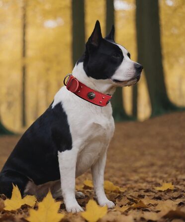 Стильний шкіряний нашийник для собак, ручної роботи, 5 см, червоний, розмір 38-49 см