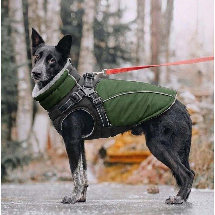 Зимовий теплий наповнювач для собак, водонепроникний, з нагрудником, для малих та середніх порід, розмір XS (35 см), зелений