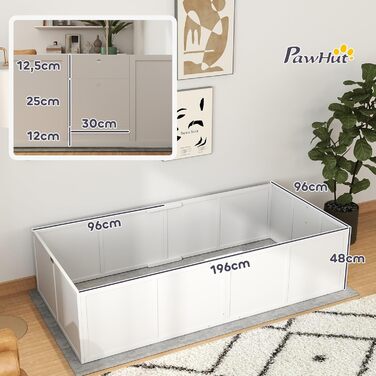 Кія для цуценят PawHut - вольєр для собак, білий, 196x96x48 см