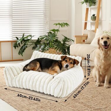 Котяче ліжко-софа, м'яке та пухнасте, 60x45x20 см. Підходить для котів та маленьких собак. Знімний, пральний чохол, антиковзаюча підкладка.