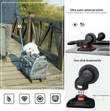 Розширювана переноска для домашніх тварин, переноска для котів/собак, переноска для подорожей знімними колесами, складана переноска для собак та котів середніх та маленьких порід (колір: Стиль C)