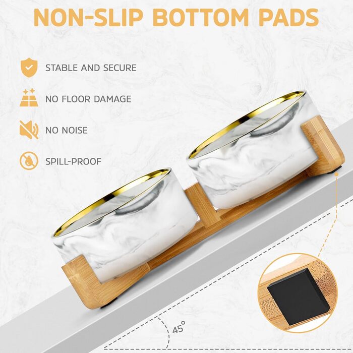 Підвищена годівниця для собак та котів з кераміки, 2x850 мл | Годівниця для маленьких собак, котів | Аксесуар для тварин