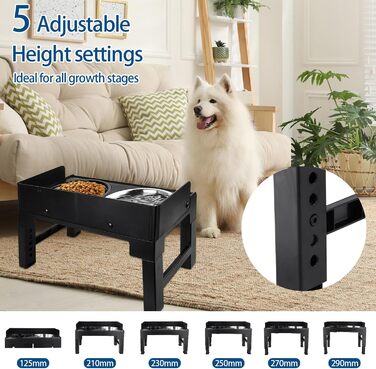 Підвищена годівниця для собак Dokeno, регульована по висоті, велика, для собак великих, середніх та малих порід, миска для повільного годування, не проливаються, стійка для мисок