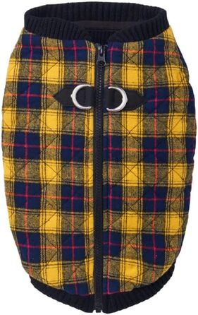 Жилет для собак Gooby Modish, степеневий, з еластичною зоною грудей, ромбовий візерунок, великий розмір (обхват грудей ~43.8 см), X-Large (обхват грудей ~52 см), жотий в клітинку.