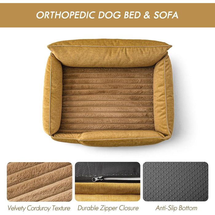 ClevaHome Ортопедичне собаче ліжко/софа для маленьких собак та котів – водовідштовхувальний та пральний чохол, неслизьке дно, комфортне ліжко з піною типу 
