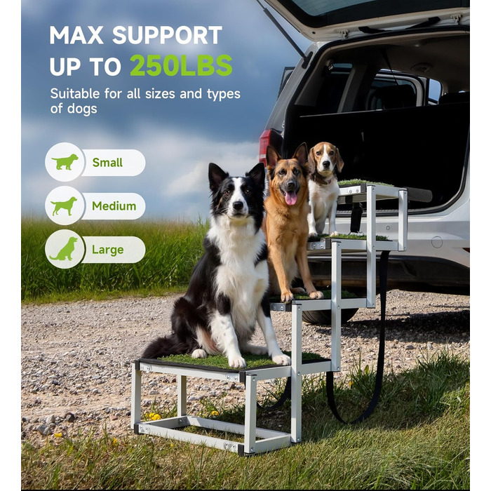 Рампа для собак у машину, складана, для великих собак, з антиковзким килимком, для авто, SUV, вантажівок, високих ліжок, широка (110x58x43 см)
