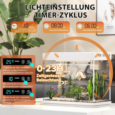 Акваріум Vehipa Nano 9L з підсвіткою, фільтром, обігрівачем та зволожувачем повітря (білий)