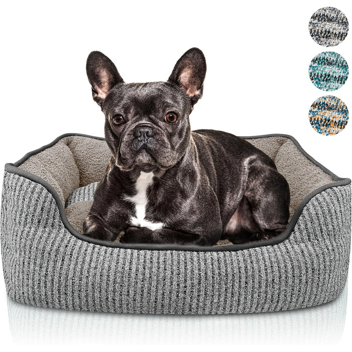 Ляжка для собак та котів Bluzelle, корзина для собак, диванчик для собак, подушка для собак, ліжко для котів, подушка для котів, миється, не слизька, знімний наповнювач, пухнаста, плюшева, з матеріалу тедді, розмір S, колір сірий (M - 60x50x20 см)