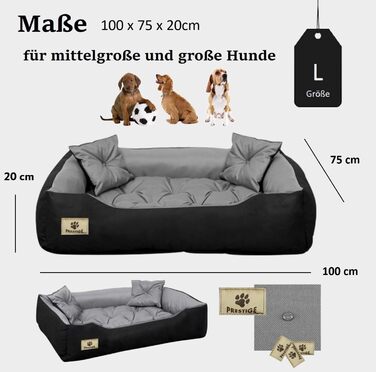 Крісло-ліжко для собак великих порід King Dog, 100 x 75 см, сіре, водонепроникне, ортопедичне, з силіконовою начинкою