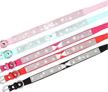 Нашийник для собак та котів Haoyueer зі стразами, рожевий, м'яка замша, розмір M