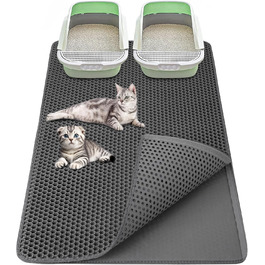 Килимок під лоток для котів 90x60 см XXL, EVA, двошаровий, вологостійкий, сірий