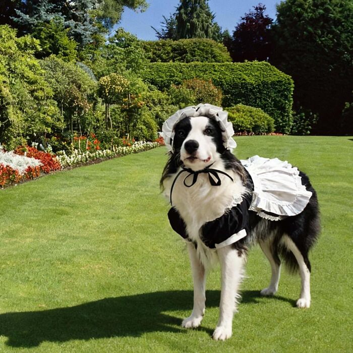 Сукня для собак FLAdorepet, костюм горничної з пов'язкою, костюм на Хелловін, наряд для великих порід, собак, дівчаток, цуценят, на Різдво, у відпустку, на весілля, сукня принцеси (чорна, XXX-Large (вага 36-45 кг))