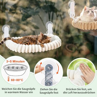 Ліжко для котів GUUSII HOME на вікно, розкладне, з кріпленням на віконну раму, до 18 кг, біле (M)