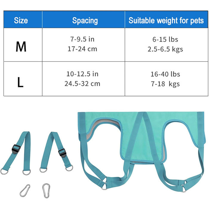 Гамак для грумінгу собак Qcwwy, професійний гамак для догляду за домашніми тваринами з триммером, ножицями та кусачками для нігтів, підходить для стрижки, грумінгу та миття собак (L)