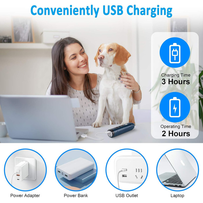 Електричний точилка для собак Casfuy з LED-підсвіткою, 4.8V, 2 швидкості, для середніх порід, тиха, акумуляторна, navy