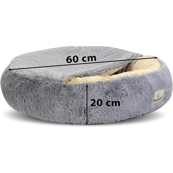Кругле ліжко для собак та котів Zotteliges з балдахіном, сірого кольору (60 см)