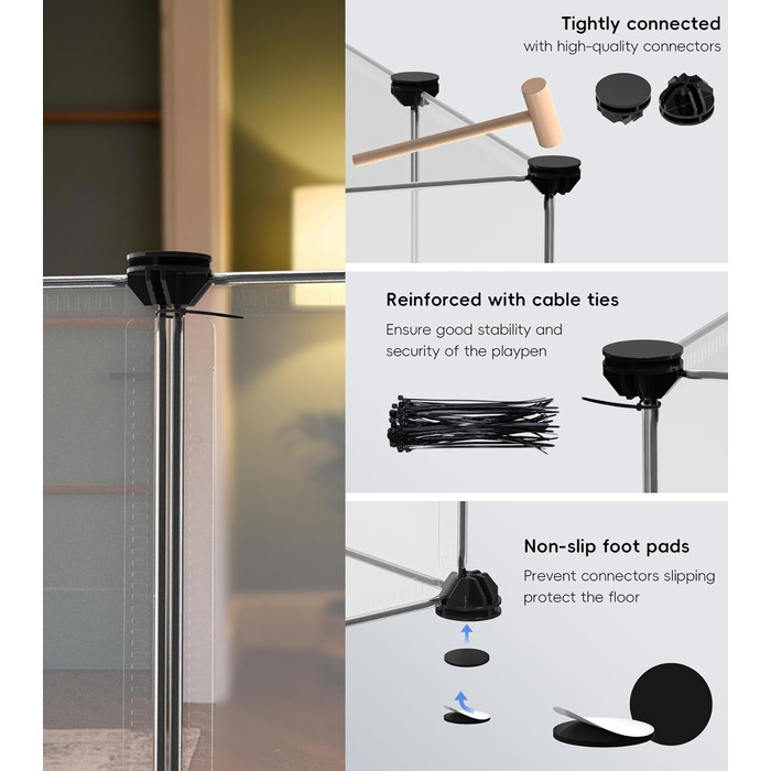 Клітка-манеж для дрібних тварин FunHola, клітка для морських свинок з вологостійким килимком, 12 панелей, манеж для хом'яків, їжаків, для використання в приміщенні та на вулиці, пластиковий забір, розмір 123,2 x 63 x 40,9 см