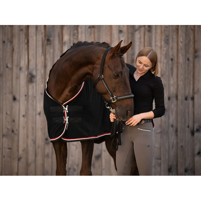 EQUILYX® Abschwitzdecke Pferd: тепла, дихаюча, вбираюча вологу, флісова підковальна ковдра для коней (чорний, 145 см)