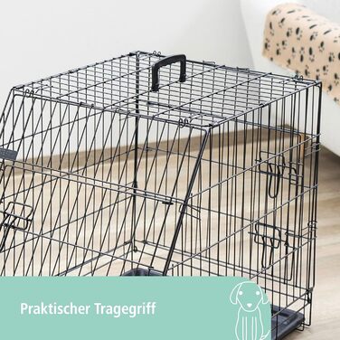 Клітка для транспортування тварин Kerbl складна, металева, 2 двері, 76×54×64 см, чорна