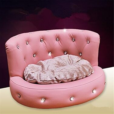 Розкішне рожеве ліжко для собак Garden Pets Princess VIP, шкіряне, для біщонів, з діамантами, миючеся, літнє, диван для домашніх тварин